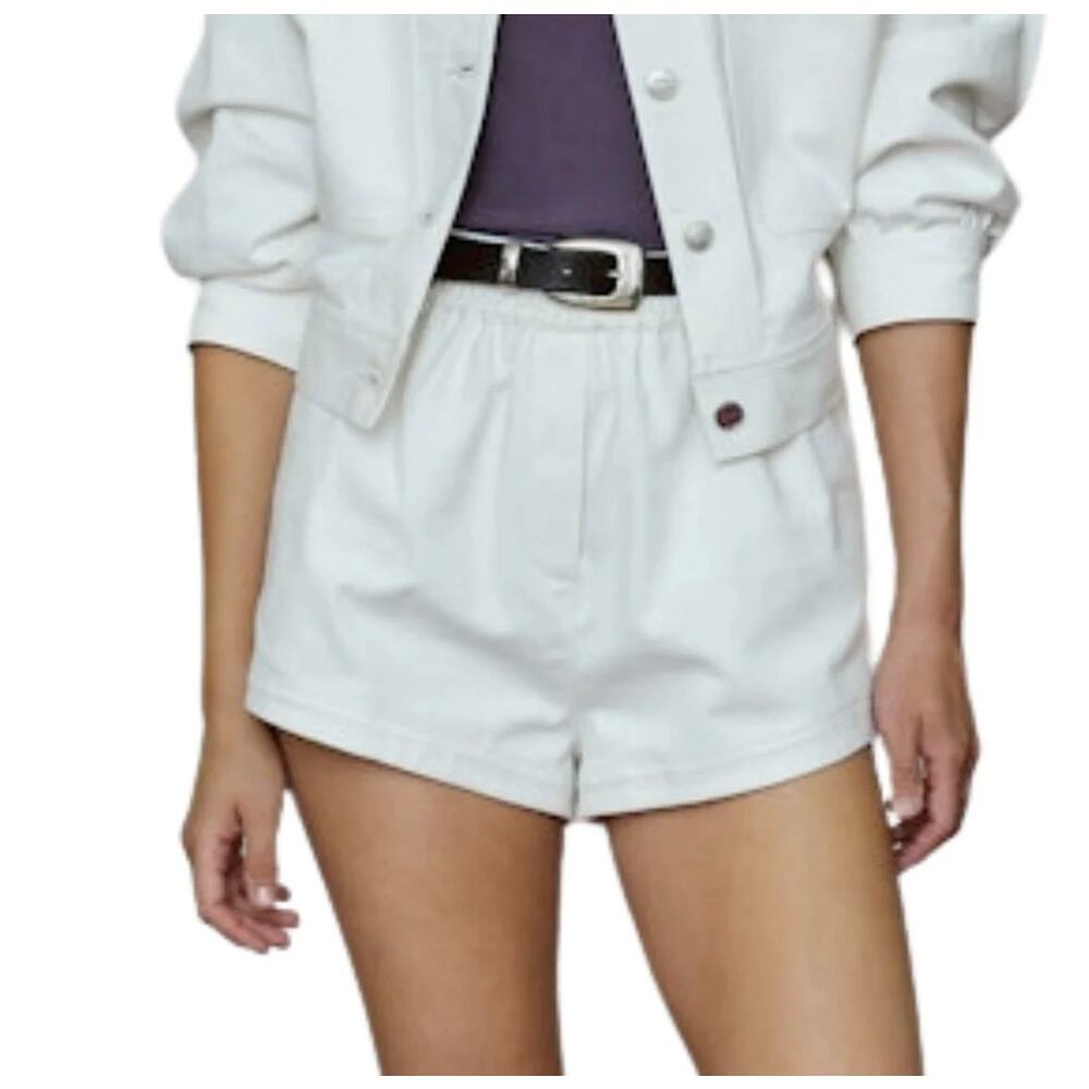 SECULAR Parker High Waist Denim Shorts White XS NEW Minimalist Cleangirl Chic